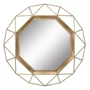 Stonebriar Collection Medium Round Gold Art Deco Mirror (29.75 in. H x 29.75 in. W)