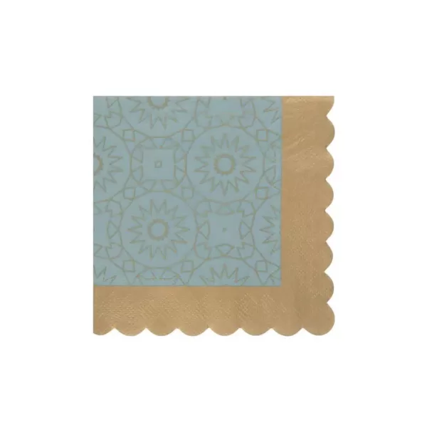 Sugar Plum Party 32-Piece Blue and Gold Assorted Disposable Cocktail Paper Napkin