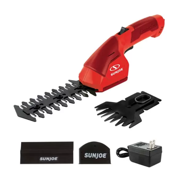 Sun Joe 7.2-Volt Cordless 2-in-1 Grass Shear and Hedge Trimmer, Red