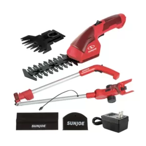 Sun Joe 7.2-Volt 2-in-1 Cordless Grass Shear and Hedge Trimmer with Extension Pole in Red