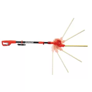 Sun Joe 18 in. 3.8 Amp Electric Telescoping Pole Hedge Trimmer, Red