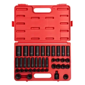 SUNEX TOOLS 1/2-in. Drive Metric Impact Socket Set (39-Piece)