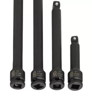 SUNEX TOOLS 3/8 in. Wobble Drive Extension Impact Socket Set (4-Piece)