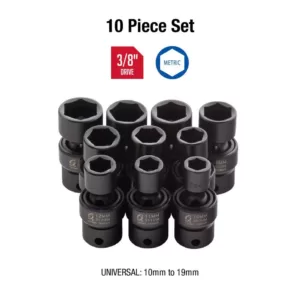 SUNEX TOOLS 3/8 in. Drive Universal Impact Socket Set (10-Piece)