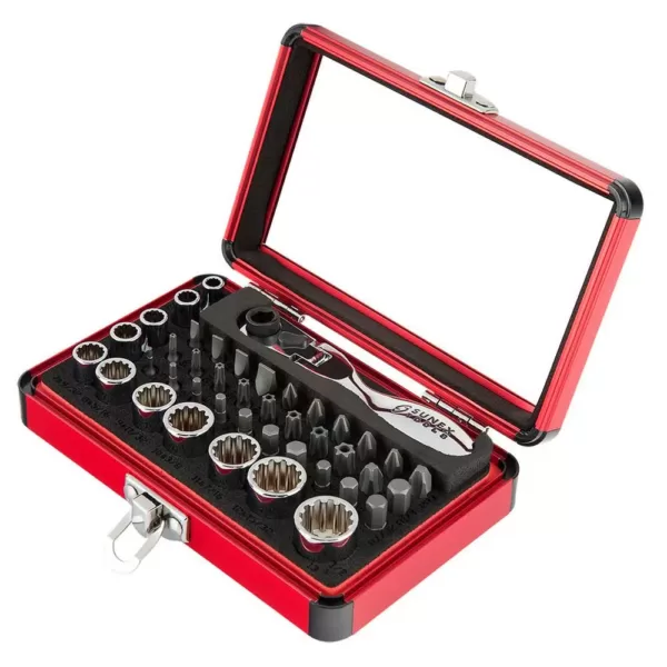 SUNEX TOOLS Sunex 9732 Socket and Bit Set with Mini Dual Flex Head Ratchet (44-Piece)