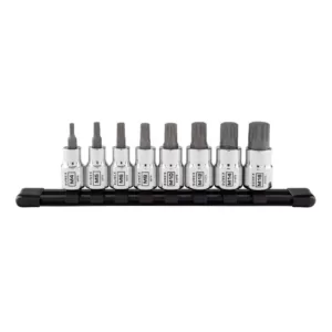 SUNEX TOOLS 3/8 in. Drive Chrome Triple Square Bit Socket Set with Rail (8-Piece)