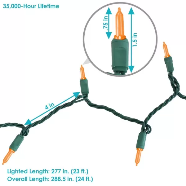 Sunnydaze Decor M6 23 ft. 70-Count Smooth LED or Ange String Lights Holiday Decor - Orange