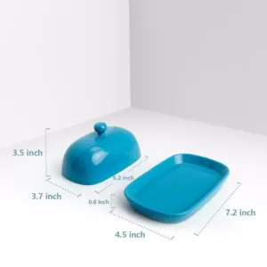 Sweese Porcelain Cute Butter Dish with Lid - Steel Blue, Set of 1