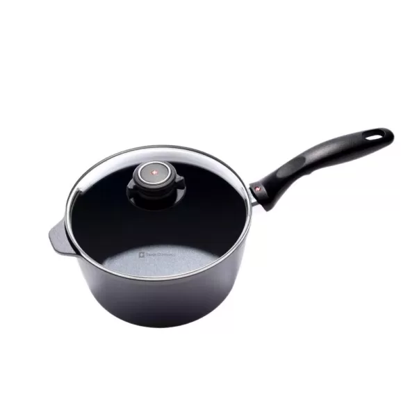 Swiss Diamond Classic Series 3.2 qt. Cast Aluminum Nonstick Sauce Pan in Gray with Glass Lid