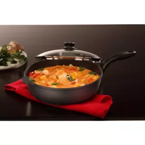 Swiss Diamond Classic Series 4.3 qt. Cast Aluminum Nonstick Saute Pan in Gray with Glass Lid