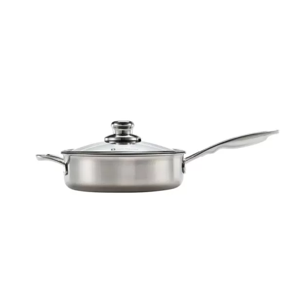 Swiss Diamond Classic Series 3.1 qt. Cast Aluminum Nonstick Saute Pan in Stainless Steel with Glass Lid