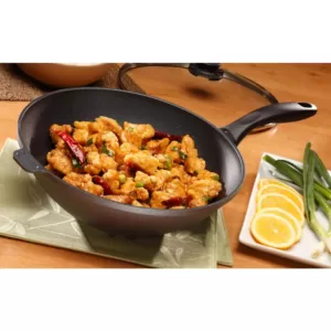 Swiss Diamond Nonstick 4.9 Qt. Wok with Lid and 11.8 in. Tempura Rack