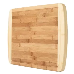 Heim Concept 18 in. x 12 in. x 1 in. Organic Bamboo Serving Tray with Drip Groove