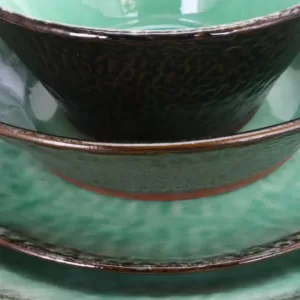 GIBSON elite Green Lantern 16-Piece Contemporary Teal Terra Cotta Dinnerware Set (Service for 4)