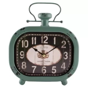 La Crosse Technology Distressed Teal Metal Decorative Clock