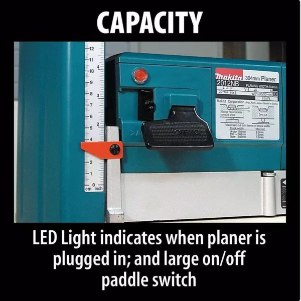 Makita 15 Amp 12 in. Corded Compact Portable Planer with Interna-Lok Automated Head Clamp, and Blade Set