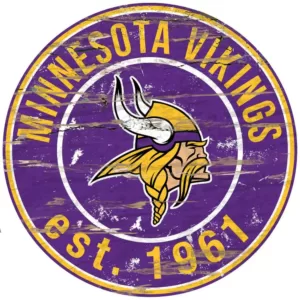 Adventure Furniture 24" NFL Minnesota Vikings Round Distressed Sign