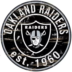 Adventure Furniture 24" NFL Oakland Raiders Round Distressed Sign