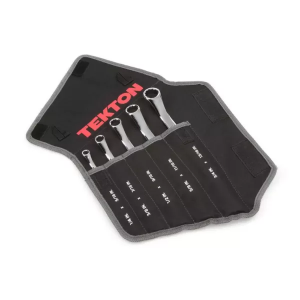 TEKTON 1/4-13/16 in. 45° Offset Box End Wrench Set with Pouch (5-Piece)