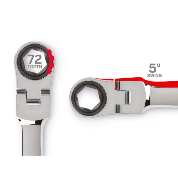 TEKTON 11/16 in. x 3/4 in. Flex-Head Ratcheting Box End Wrench