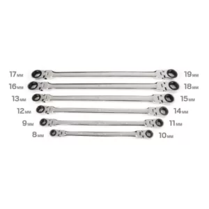 TEKTON 6-Piece Extra Long Flex-Head Ratchet Box End Wrench Set (8-19 mm)