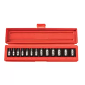 TEKTON 3/8 in. Drive 7-19 mm 6-Point Shallow Impact Socket Set (13-Piece)