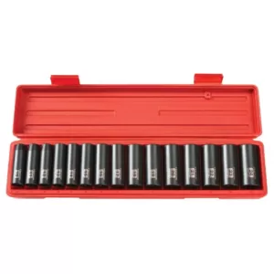 TEKTON 1/2 in. Drive 10-24 mm 6-Point Deep Impact Socket Set (15-Piece)