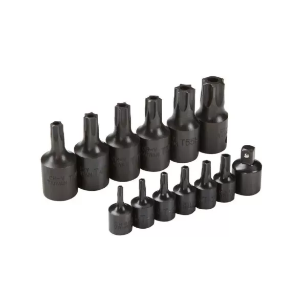 TEKTON 1/4 in. and 3/8 in. Drive TR10-TR60 Tamper Star Bit Socket Set