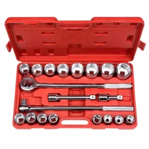 TEKTON 3/4 in. Drive 7/8-2 in. 6-Point Shallow Socket Set (21-Piece)