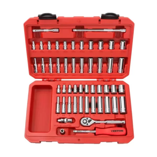 TEKTON 1/4 in. Drive 5/32-9/16 in., 5-14 mm 6-Point Socket Set (51-Piece)