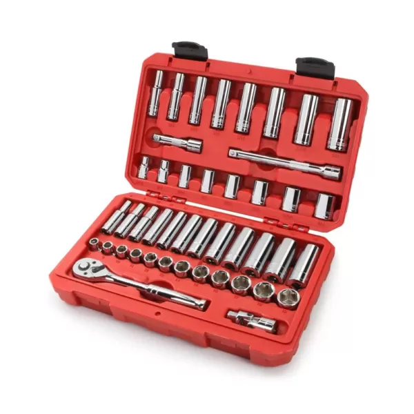 TEKTON 3/8 in. Drive 5/16-3/4 in., 8-19 mm 6-Point Socket Set (45-Piece)