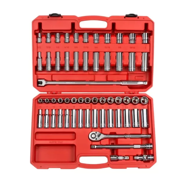 TEKTON 1/2 in. Drive 3/8-1 in., 10-24 mm 6-Point Socket Set (58-Piece)