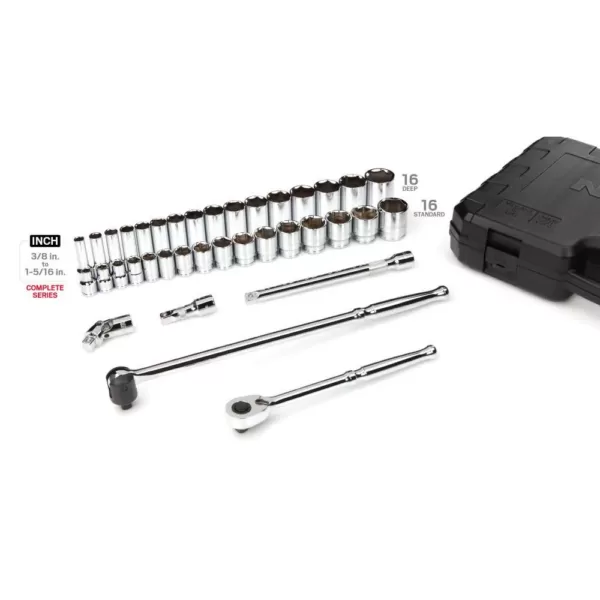 TEKTON 1/2 Inch Drive 6-Point Socket & Ratchet Set, 38-Piece (3/8 - 1-5/16 in.)