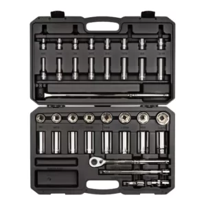 TEKTON 1/2 Inch Drive 6-Point Socket & Ratchet Set, 38-Piece (3/8 - 1-5/16 in.)