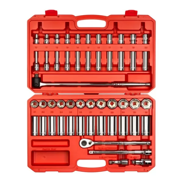 TEKTON 1/2 in. Drive 6-Point Socket and Ratchet Set (52-Piece)