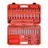 TEKTON 1/2 in. Drive 6-Point Socket and Ratchet Set 3/8 in. to 1 in., 10 mm to 24 mm (58-Piece)