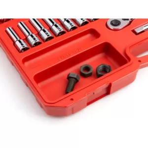 TEKTON 1/2 in. Drive 6-Point Socket and Ratchet Set 3/8 in. to 1 in., 10 mm to 24 mm (58-Piece)