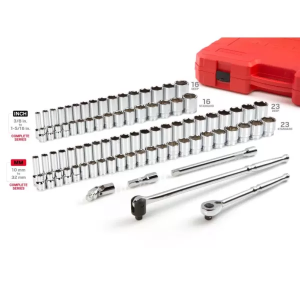 TEKTON 1/2 in. Drive 6-Point Socket and Ratchet Set (84-Piece, 3/8 in. to 1-5/16 in., 10 mm to 32 mm)