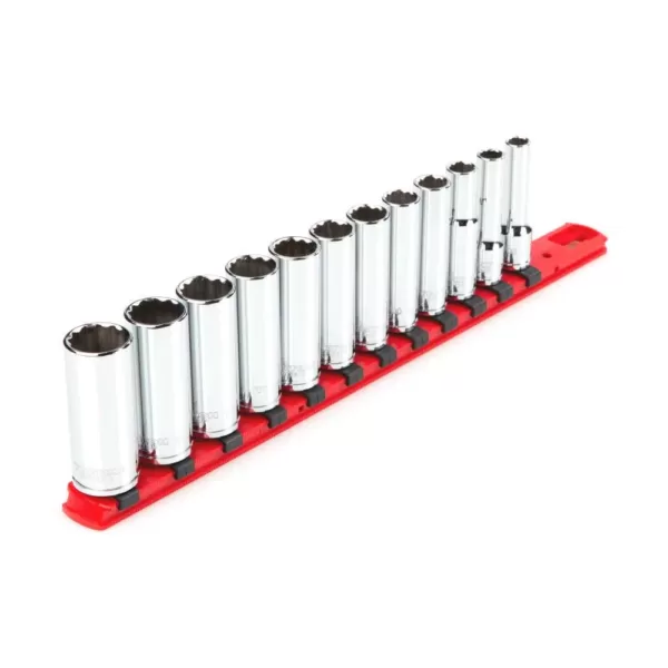 TEKTON 3/8 in. Drive Deep 12-Point Socket Set 8 mm to 19 mm (12-Piece)