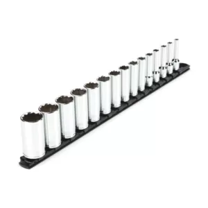 TEKTON 3/8 in. Drive Deep 12-Point Socket Set (15-Piece)