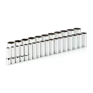 TEKTON 1/2 in. Drive Deep 12-Point Socket Set 10 mm to 38 mm (29-Piece)