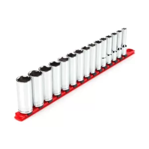 TEKTON 1/2 in. Drive Deep 6-Point Socket Set (15-Piece)