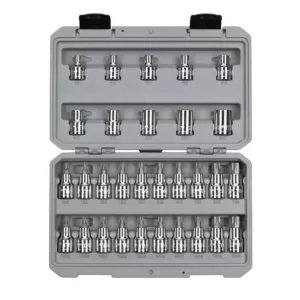 TEKTON 1/2 Inch Drive Torx/TR Torx Bit & External Star Socket Set, 30-Piece (T20-T60, TR20-TR60, E8-E24)