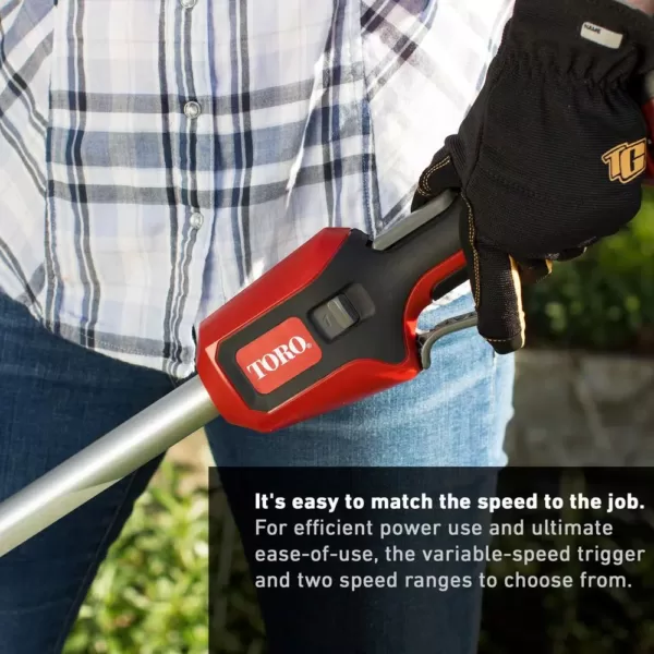 Toro 60-Volt Max Lithium-Ion Brushless Cordless 14 in. / 16 in. String Trimmer - 2.5 Ah Battery and Charger Included