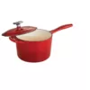 Tramontina Gourmet 2.5 qt. Porcelain-Enameled Cast Iron Sauce Pan in Gradated Red with Lid