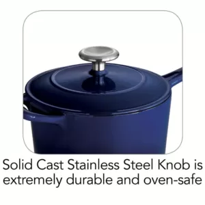 Tramontina Gourmet 2.5 qt. Porcelain-Enameled Cast Iron Sauce Pan in Gradated Cobalt with Lid