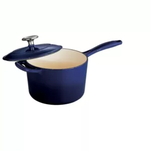 Tramontina Gourmet 2.5 qt. Porcelain-Enameled Cast Iron Sauce Pan in Gradated Cobalt with Lid