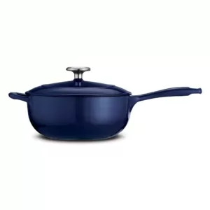 Tramontina Gourmet 3 qt. Porcelain-Enameled Cast Iron Saucier in Gradated Cobalt with Lid