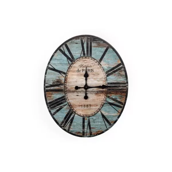 3R Studios Turquoise Oval Wood Wall Clock