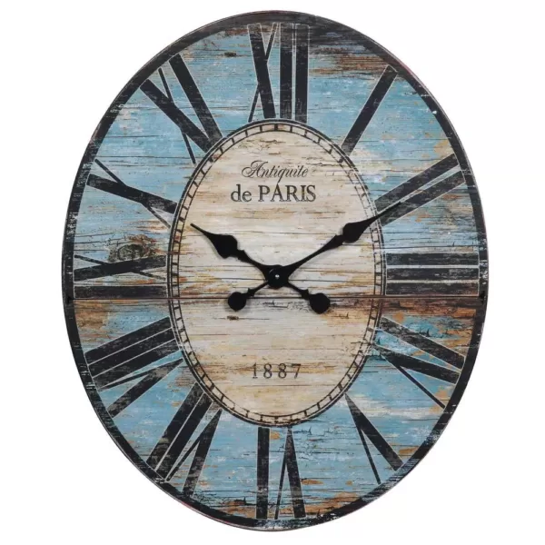 3R Studios Turquoise Oval Wood Wall Clock